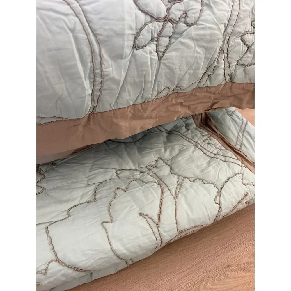 Vintage SOFT SURROUNDINGS sage/mint green Crinkle Comforter Queen Size